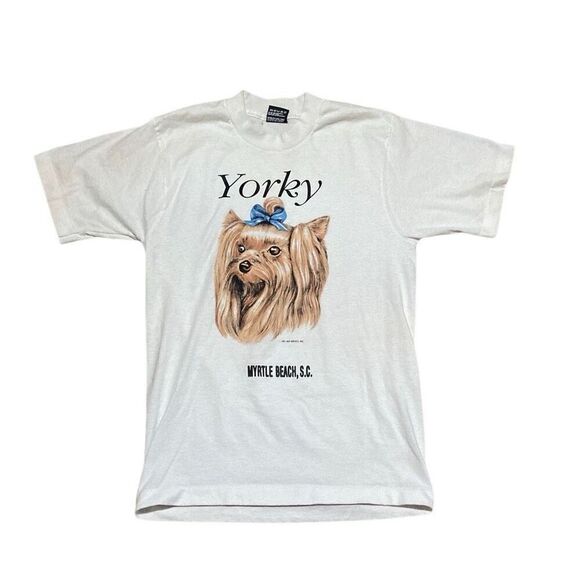 Vintage Fruit of the Loom Best Size Small Yorky Dog Short Sleeve Graphic T Shirt - Picture 1 of 8